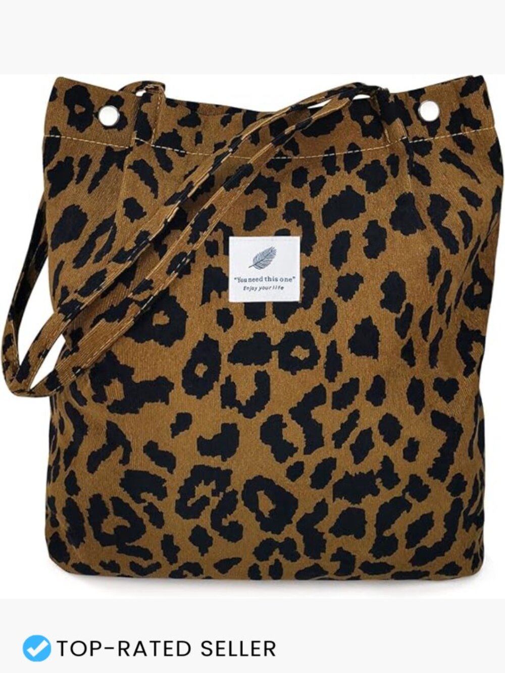 Corduroy Tote Bag Large Capacity Reusable Shoulder Purse with Inner Pockets